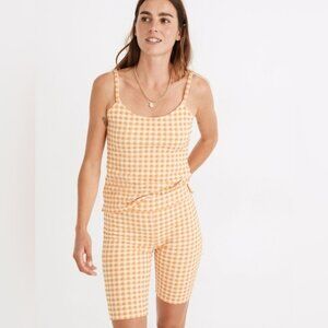Madewell yellow gingham jacquard tank top M